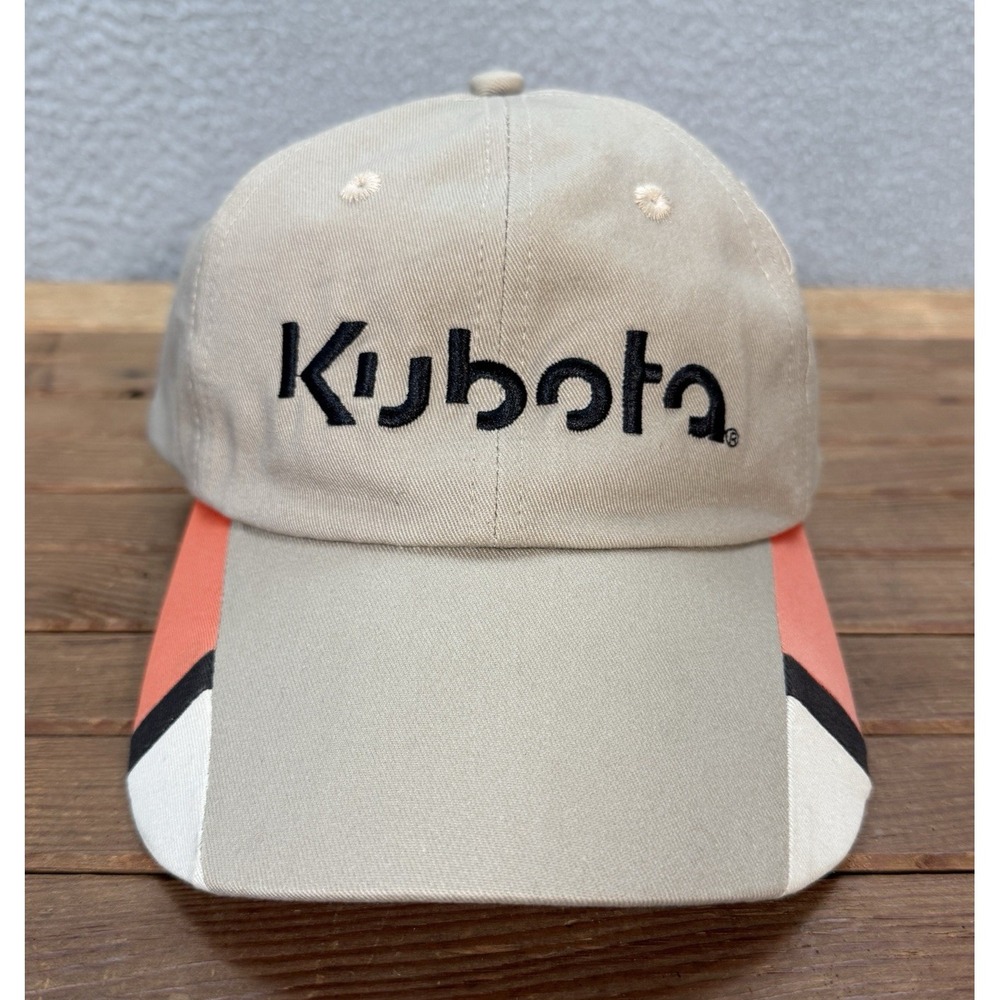 K Products Hat Adult Tan Colorblock Strap Back Cap Kubota Workwear Chore Barn